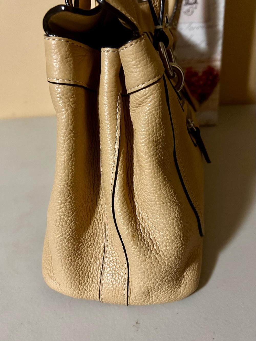 Coach Pebbled Leather Shoulder Tote in Light Tan - Picture 4 of 9